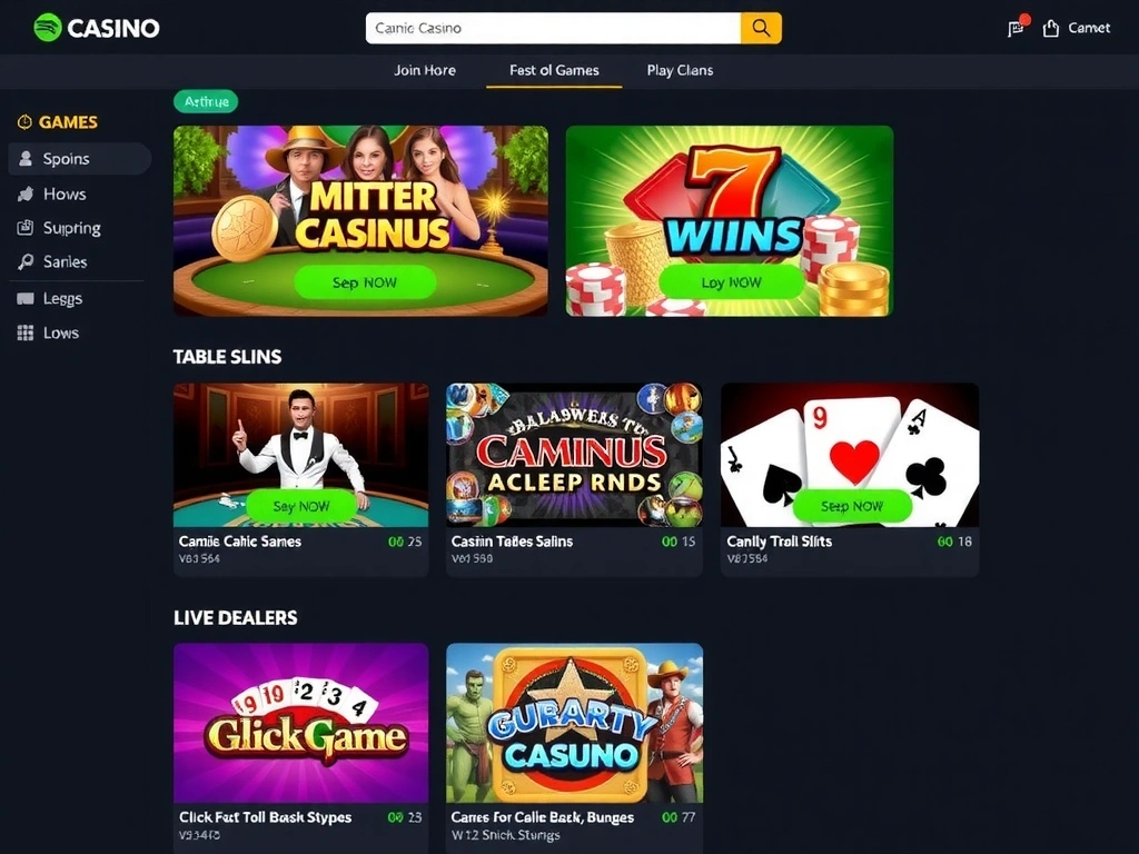 Sección de casino en Betsson con variedad de juegos disponibles